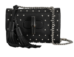 Miss Bamboo Tassel Crossbody, Leather, Black, 387612486628, DB, 3*